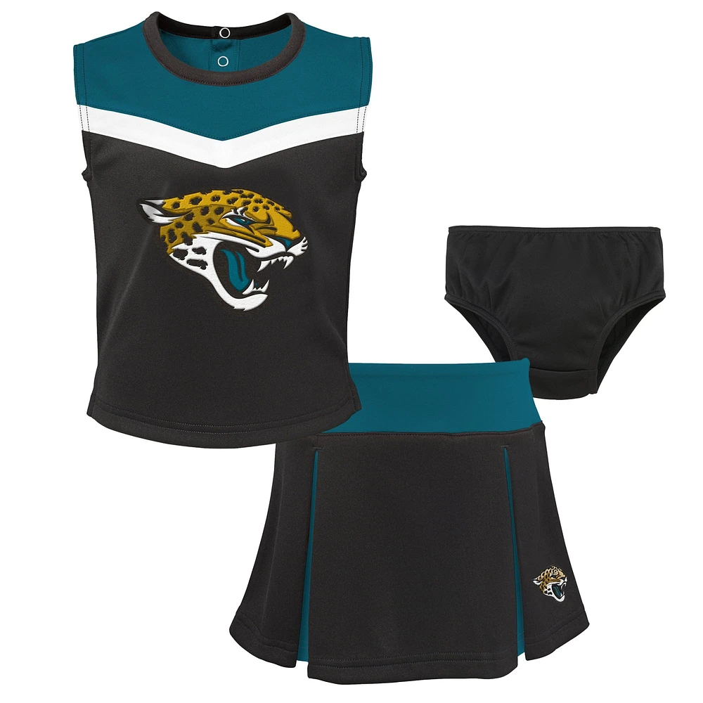 Ensemble de pom-pom girl deux pièces avec bloomers pour filles Jacksonville Jaguars Spirit Cheer noir