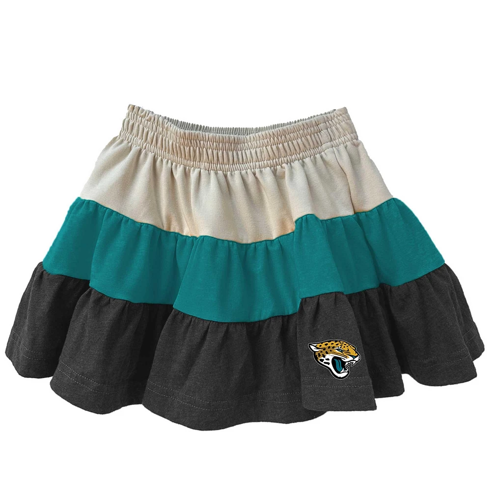 Girls Toddler Wes & Willy Teal/Black Jacksonville Jaguars Sleeveless Full-Zip Hoodie Three Tier Skirt Set