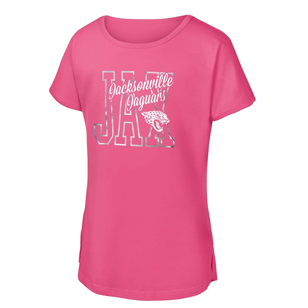 T-shirt rose pour jeunes filles Jacksonville Jaguars Signal Caller Dolman