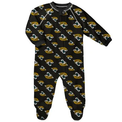 Jacksonville Jaguars Infant Piped Raglan Full-Zip Sleeper - Black