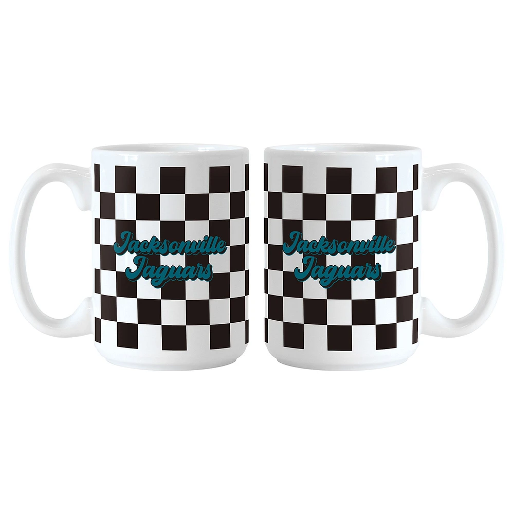 Jacksonville Jaguars 2-Pack 15oz. Checkered Wordmark Mug Set