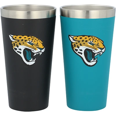 Jacksonville Jaguars Lot de deux 16 oz. Ensemble de gobelets en acier inoxydable Team Color