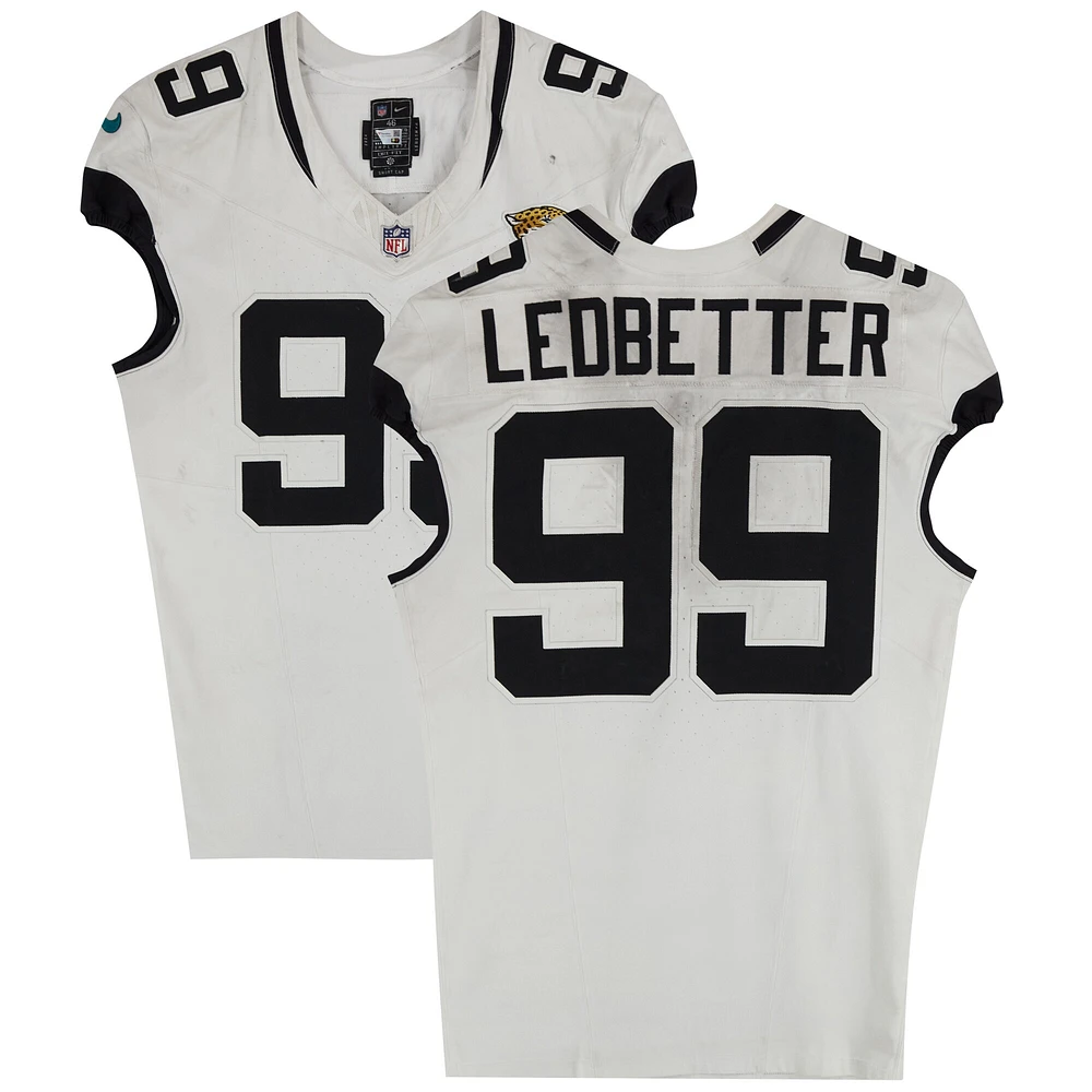 Jeremiah Ledbetter Jacksonville Jaguars Game-Used #99 White Nike Jersey vs. Buffalo Bills on September 23, 2024