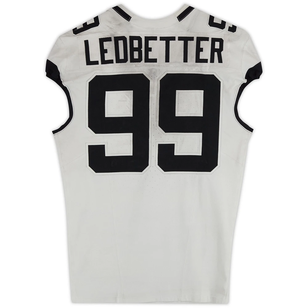 Jeremiah Ledbetter Jacksonville Jaguars Game-Used #99 White Nike Jersey vs. Buffalo Bills on September 23, 2024