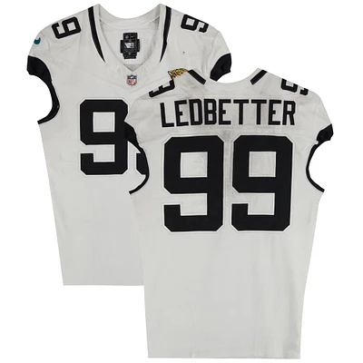 Jeremiah Ledbetter Jacksonville Jaguars Game-Used #99 White Nike Jersey vs. Buffalo Bills on September 23, 2024