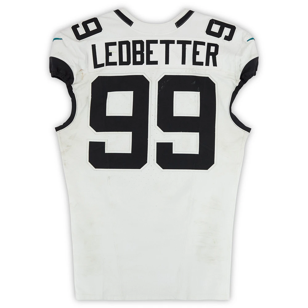 Jeremiah Ledbetter Jacksonville Jaguars Game-Used #99 White Nike Jersey vs. Las Vegas Raiders on December 22, 2024