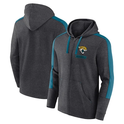 Men's Fanatics  Heather Charcoal Jacksonville Jaguars Gains Full-Zip Hoodie