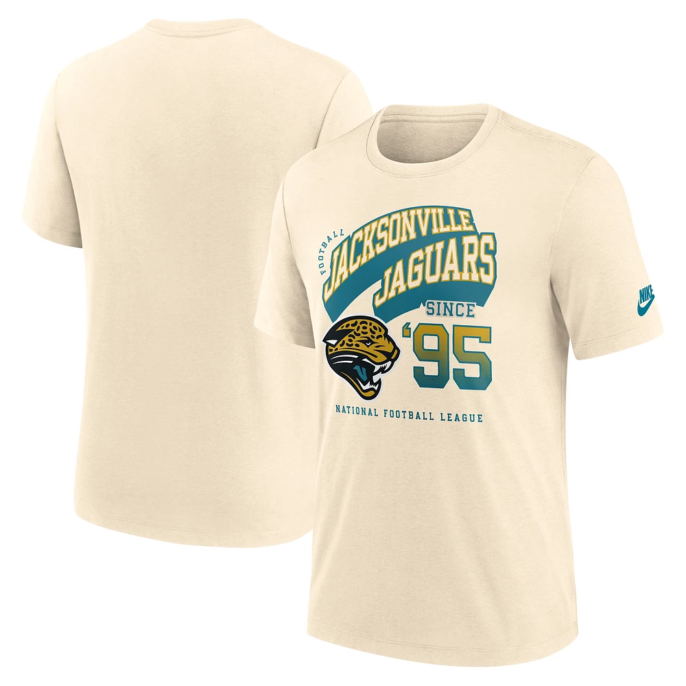 T-shirt Nike Natural Jacksonville Jaguars Rewind Tri-Blend pour homme