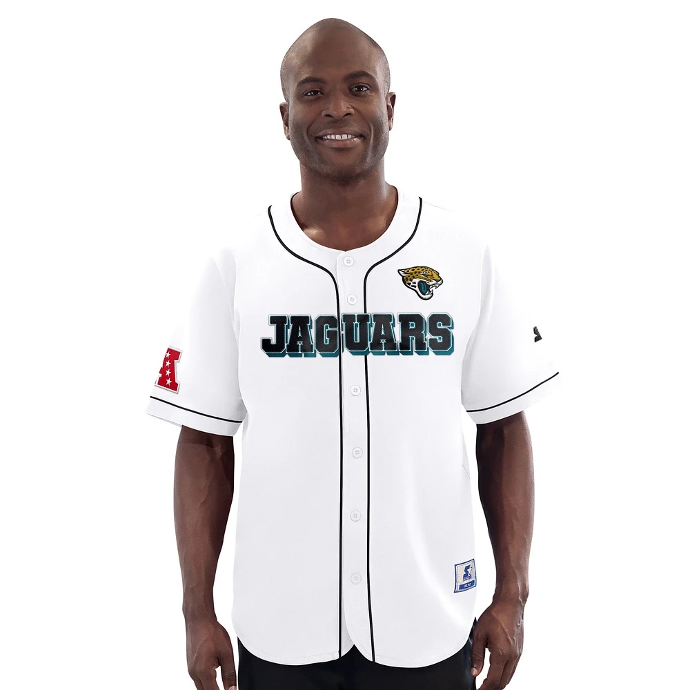 Men's Starter White Jacksonville Jaguars Relay Full-Button Baseball Jersey
