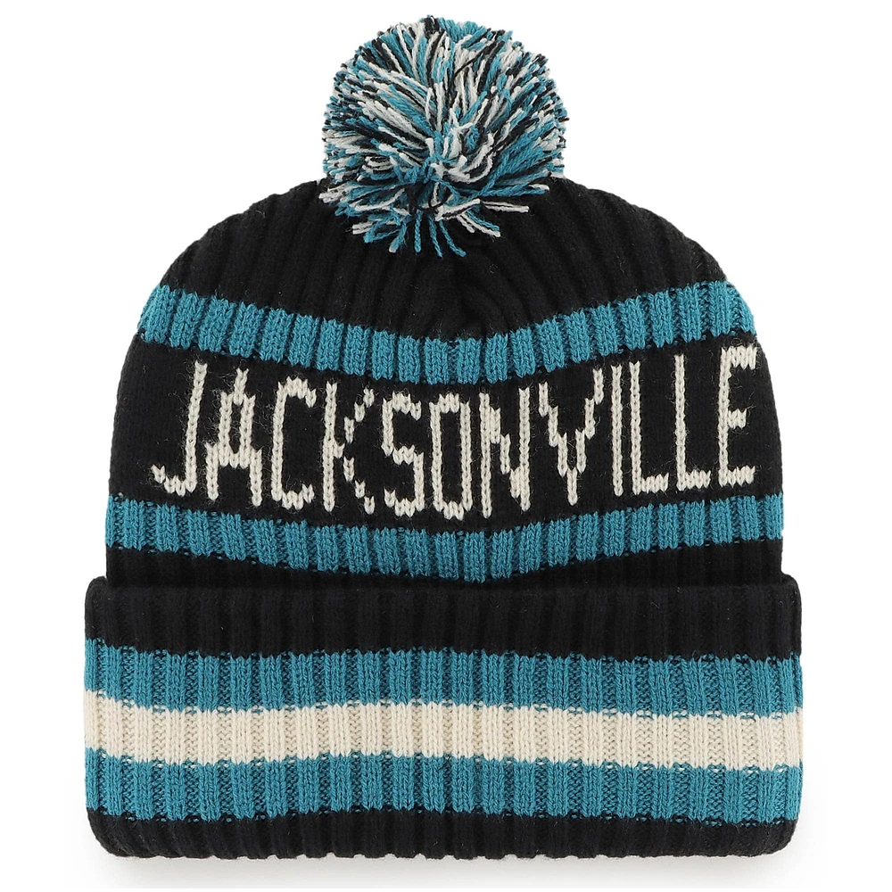 Bonnet en tricot à revers Bering '47 noir des Jacksonville Jaguars pour hommes avec pompon