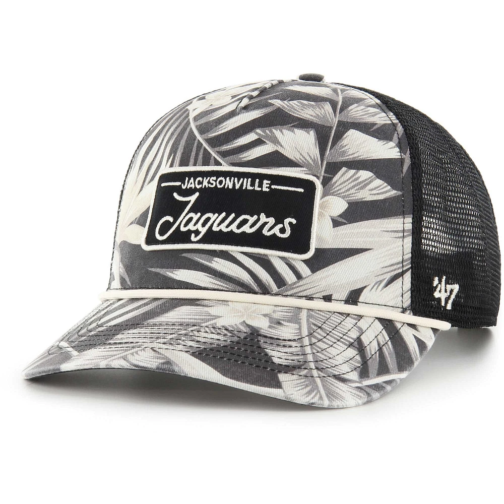 Casquette réglable noire Jacksonville Jaguars Tropicalia Hitch Trucker '47 pour hommes