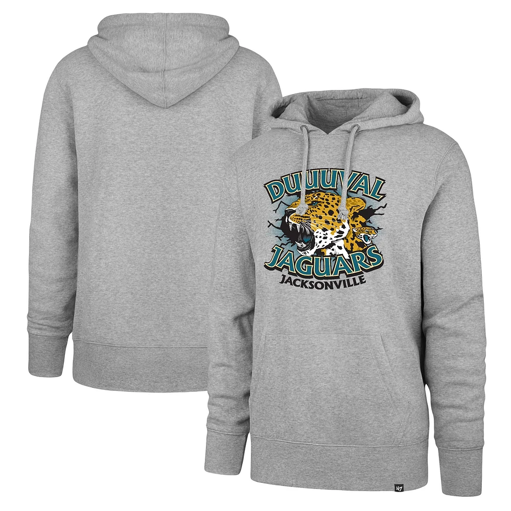 Men's '47 Gray Jacksonville Jaguars DUUUVAL Regional Headline Pullover Hoodie