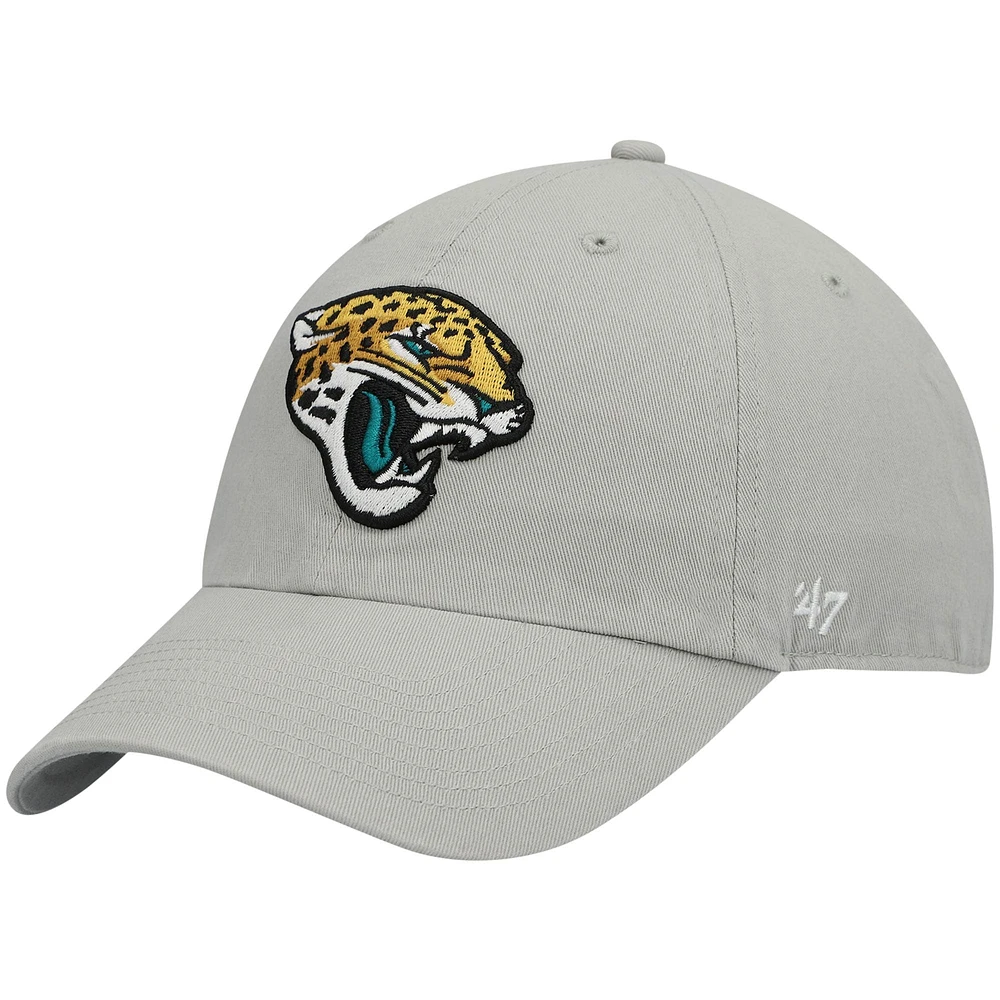 Men's '47 Gray Jacksonville Jaguars Logo Clean Up Adjustable Hat