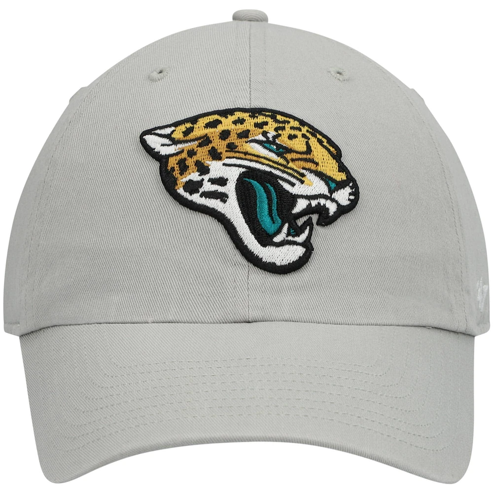 Men's '47 Gray Jacksonville Jaguars Logo Clean Up Adjustable Hat