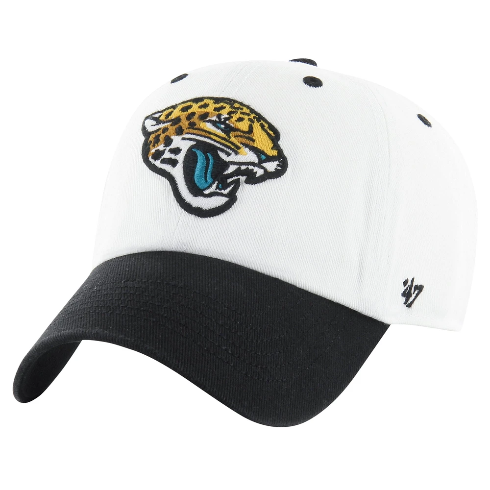 Men's '47 White/Black Jacksonville Jaguars Double Header Diamond Clean Up Adjustable Hat