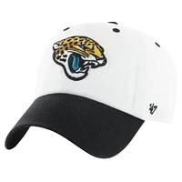 Men's '47 White/Black Jacksonville Jaguars Double Header Diamond Clean Up Adjustable Hat