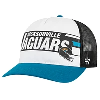 Men's '47 White/Teal Jacksonville Jaguars Stack Line Hitch Trucker Adjustable Hat