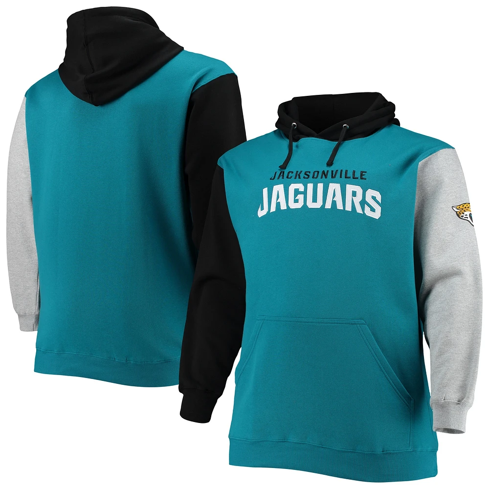 Men's Black/Teal Jacksonville Jaguars Big & Tall Pullover Hoodie