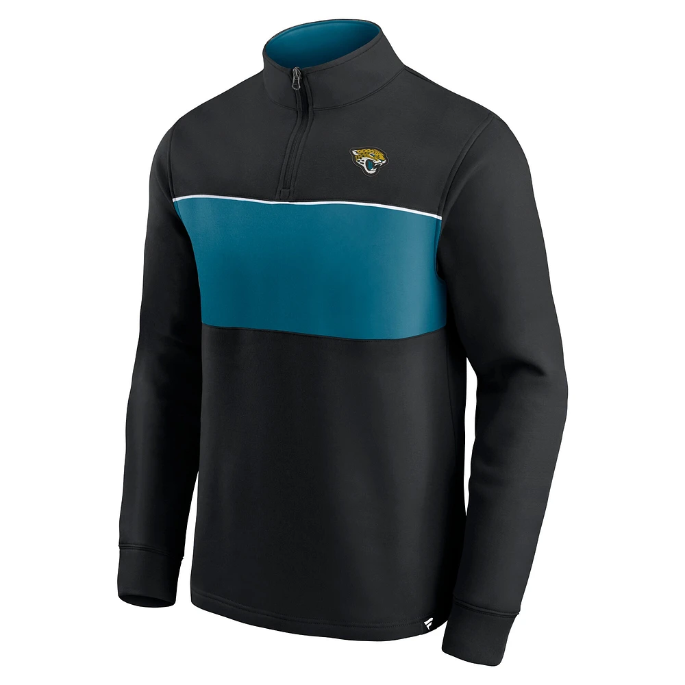 Veste zippée à quart de tour Block Party des Jaguars Jacksonville pour homme, noire/bleu sarcelle