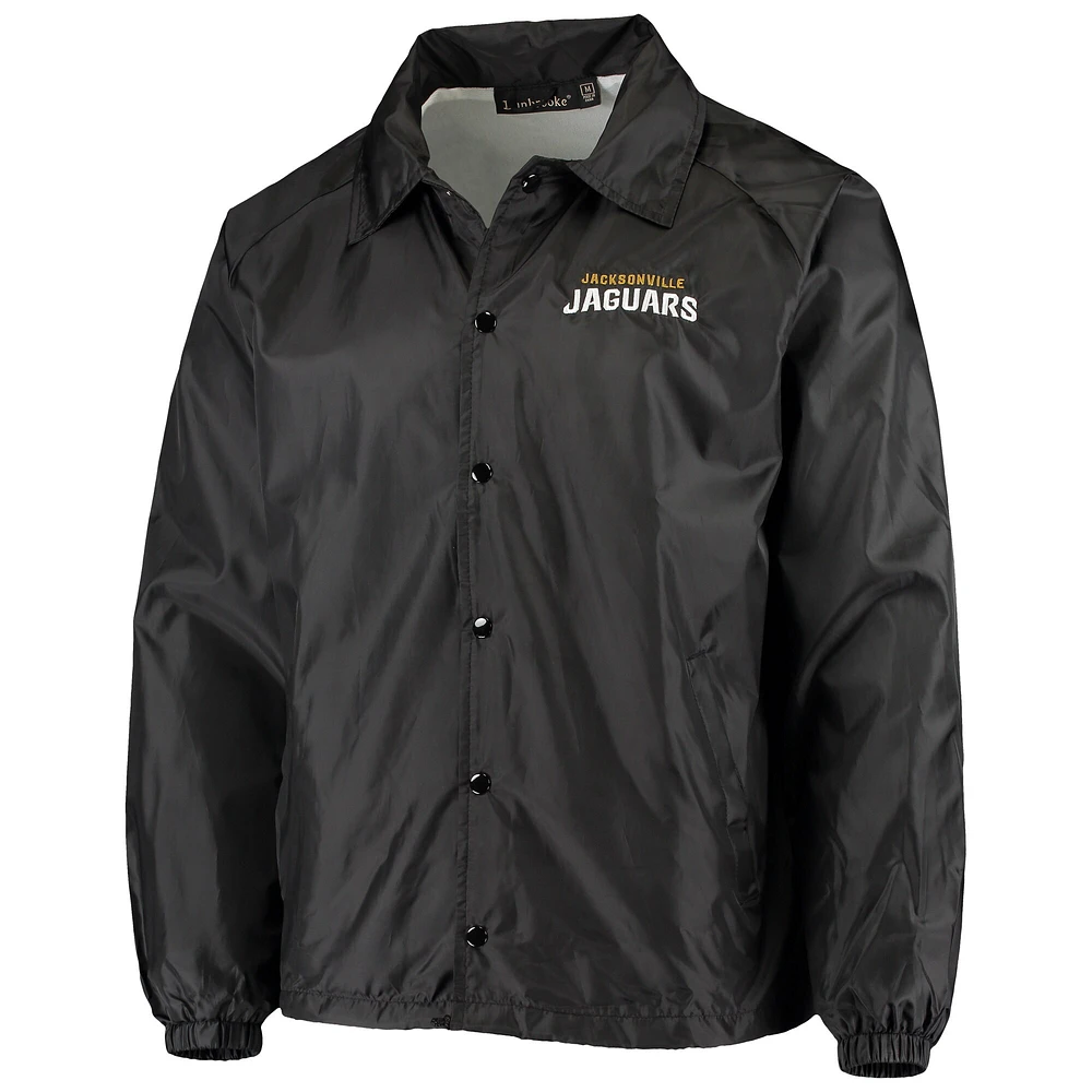 Men's Black Jacksonville Jaguars Coaches Classic Raglan Full-Snap Windbreaker Jacket