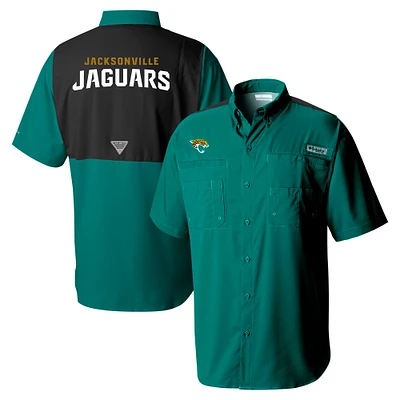 Chemise boutonnée Columbia Green Jacksonville Jaguars Tamiami Color Block Omni-Shade pour homme