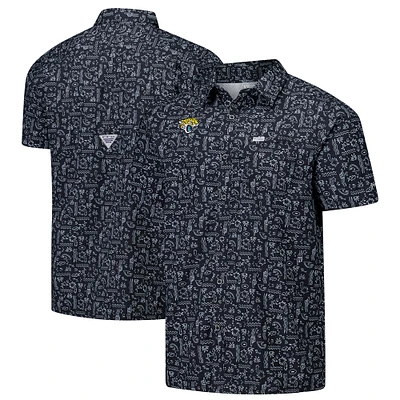 Chemise boutonnée Columbia PFG noire Jacksonville Jaguars Super Slack Tide Omni-Wick pour homme