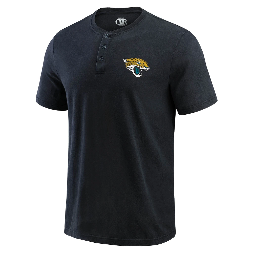 Men's Darius Rucker Collection by Fanatics Black Jacksonville Jaguars Washed Henley T-Shirt