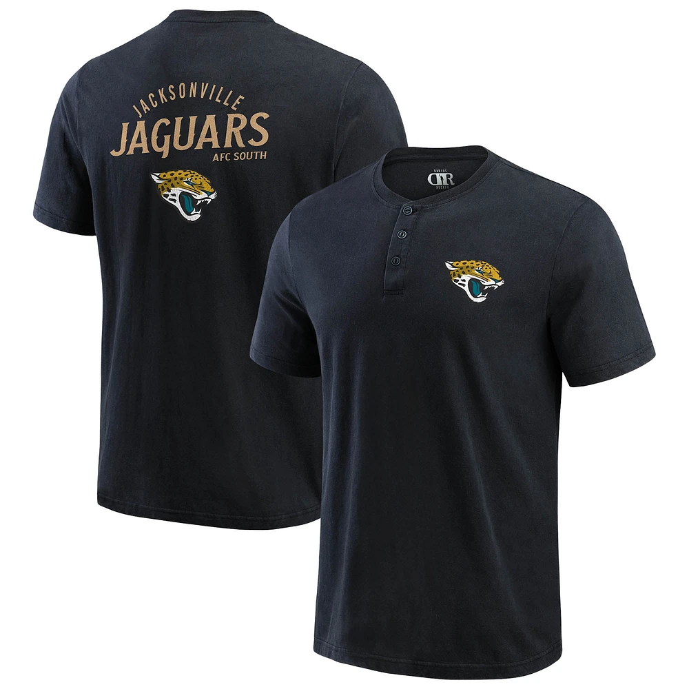 T-shirt Henley délavé noir pour homme de la collection Darius Rucker Fanatics des Jaguars Jacksonville