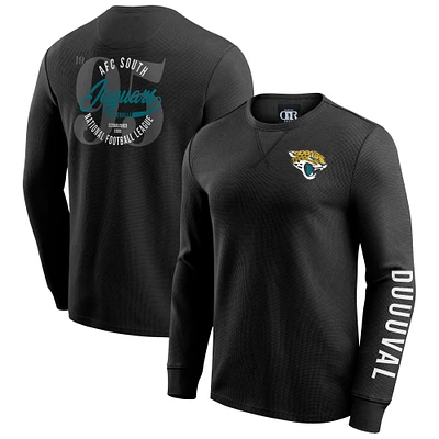 T-shirt à manches longues en tricot gaufré délavé noir pour homme de la collection Darius Rucker par Fanatics des Jaguars Jacksonville