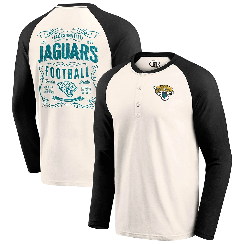 Men's Darius Rucker Collection by Fanatics Cream/Black Jacksonville Jaguars Raglan Henley T-Shirt