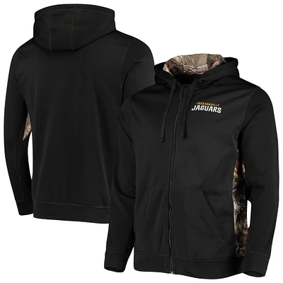 Chandail à capuchon entièrement zippé en molleton Tech Fleece pour hommes Dunbrooke Camo Jacksonville Jaguars de Noir/Realtree