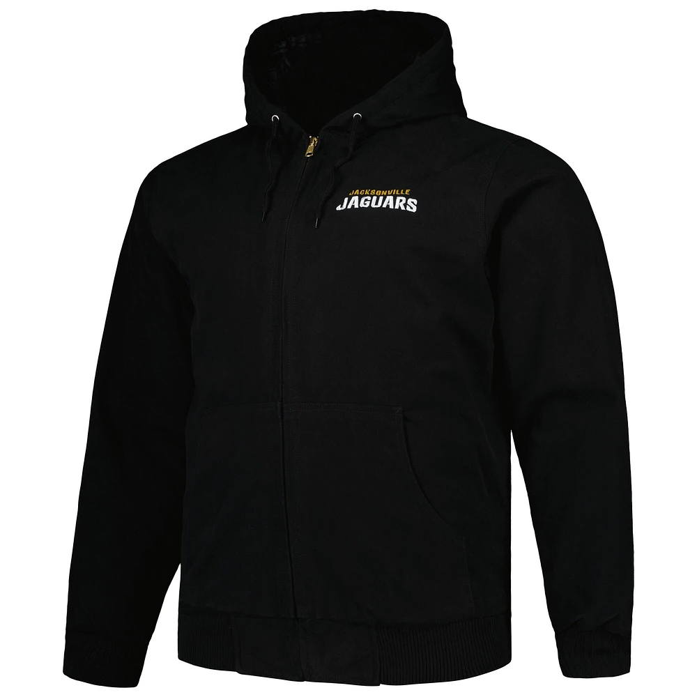 Dunbrooke Black Jacksonville Jaguars Big & Tall Dakota Sweat à capuche en toile Veste entièrement zippée