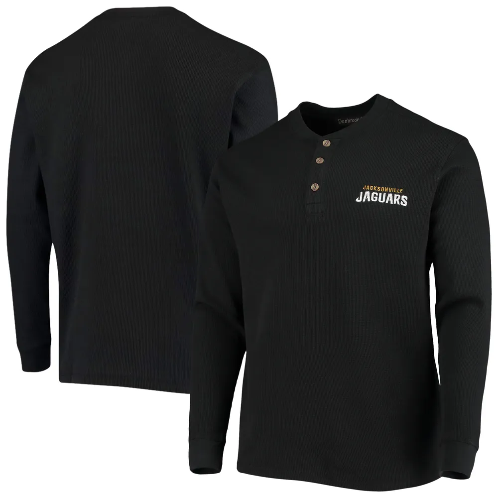 T-shirt à manches longues pour hommes Dunbrooke Jacksonville Jaguars Logo Maverick Thermal Henley noir