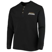 Men's Dunbrooke Black Jacksonville Jaguars Logo Maverick Thermal Henley Long Sleeve T-Shirt