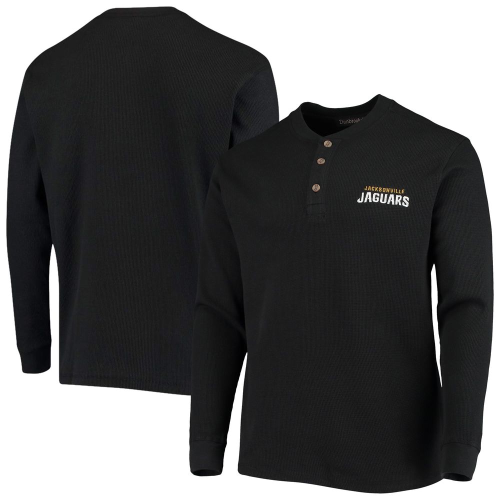 Men's Dunbrooke Black Jacksonville Jaguars Logo Maverick Thermal Henley Long Sleeve T-Shirt