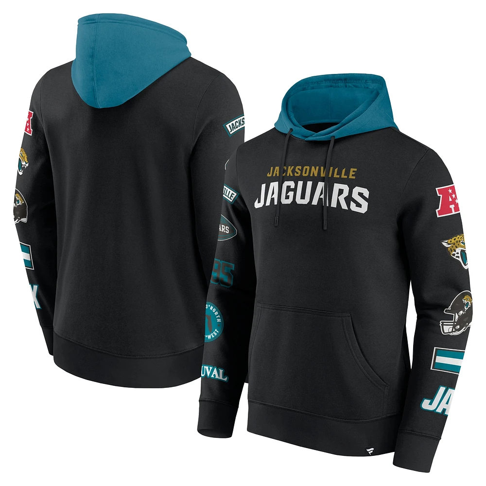 Men's Fanatics  Black/Teal Jacksonville Jaguars Patched Out Pullover Hoodie