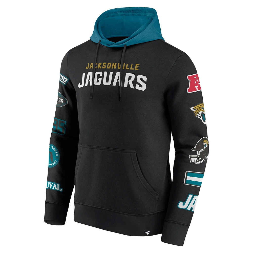 Men's Fanatics  Black/Teal Jacksonville Jaguars Patched Out Pullover Hoodie