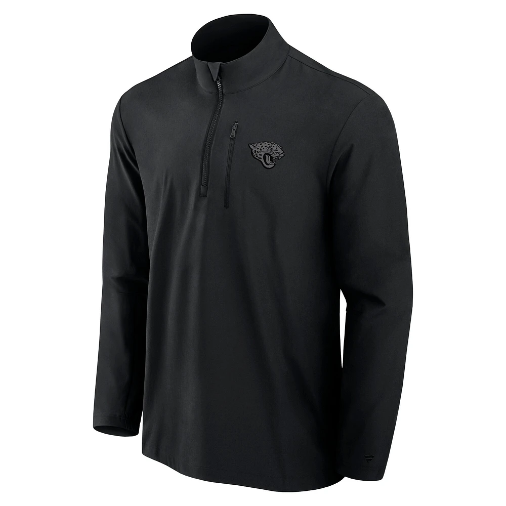 Pull Fanatics noir pour homme avec fermeture éclair quart de tour Front Office Micro ton sur des Jaguars Jacksonville