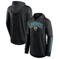 T-shirt à capuche manches longues Fanatics pour hommes, noir, Jacksonville Jaguars Front Runner