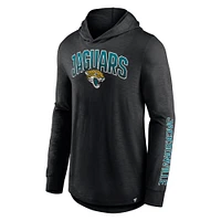 T-shirt à capuche manches longues Fanatics pour hommes, noir, Jacksonville Jaguars Front Runner