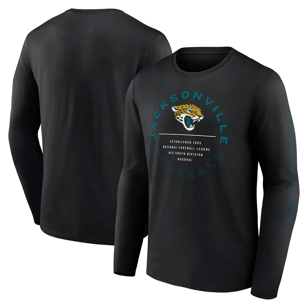 T-shirt noir à manches longues Fanatics Jacksonville Jaguars Stat Sheet pour hommes