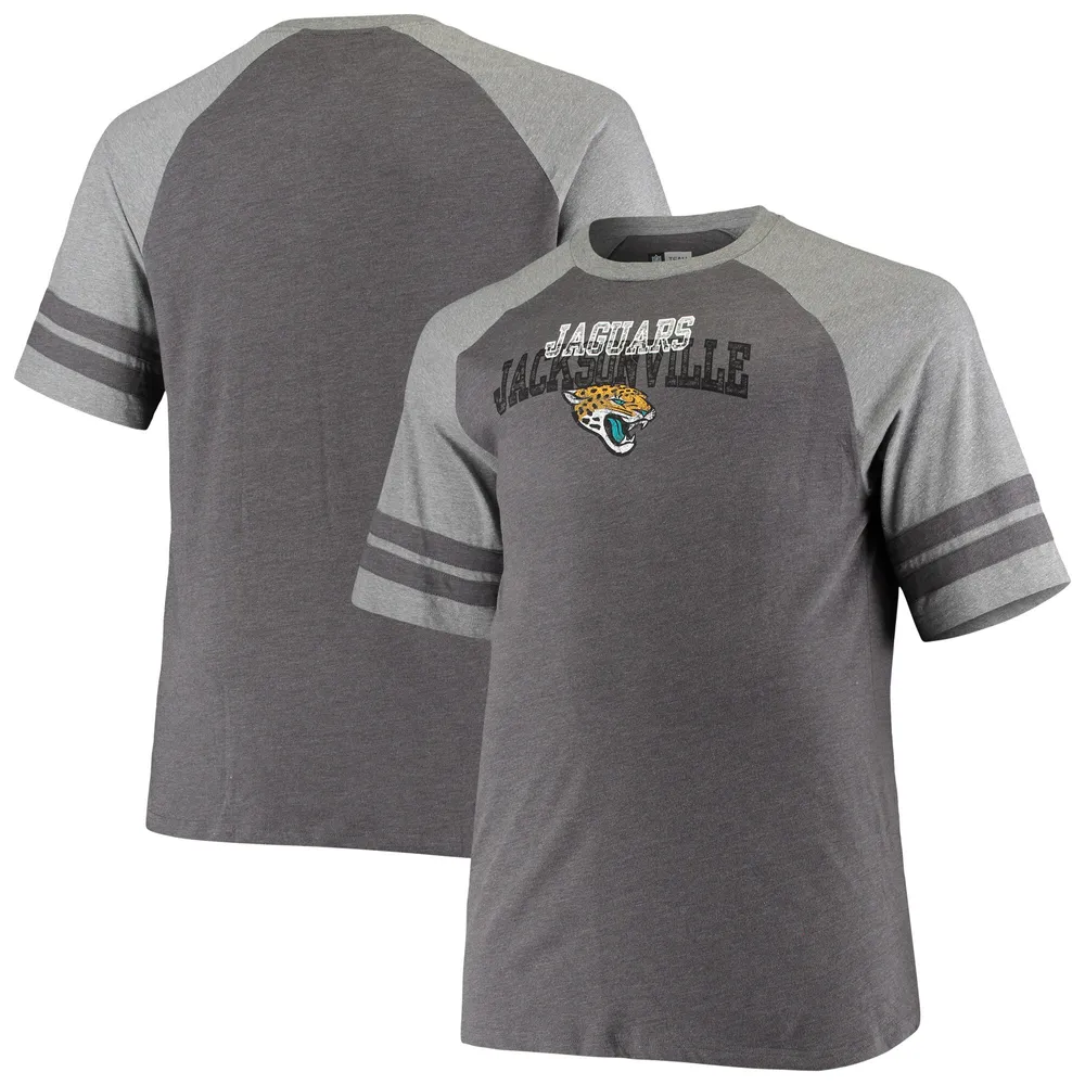 Lids Jacksonville Jaguars Fanatics Branded Big & Tall Two-Stripe Tri-Blend  Raglan T-Shirt - Charcoal/Heathered Gray