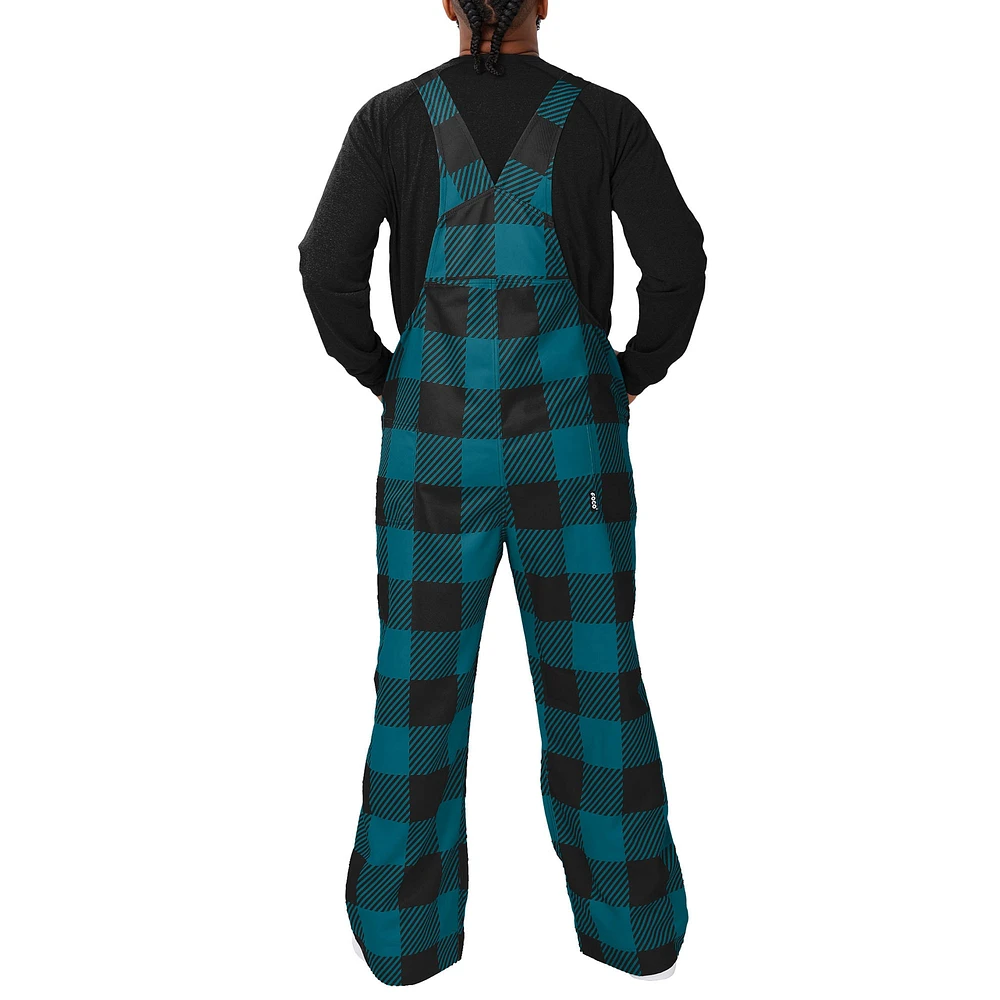 Men's FOCO  Teal Jacksonville Jaguars Big Logo Plaid Overalls