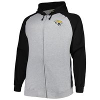 Men's Heather Gray Jacksonville Jaguars Big & Tall Fleece Raglan Full-Zip Hoodie Jacket