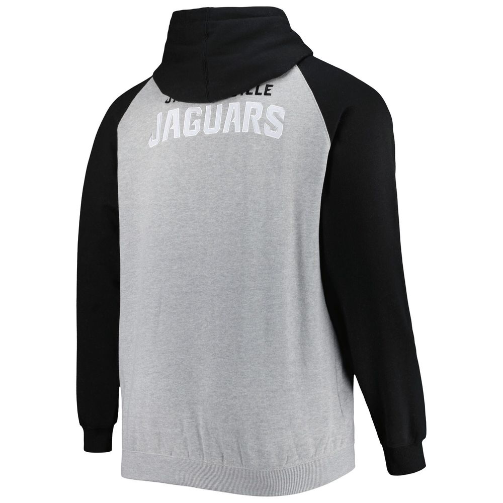 Men's Heather Gray Jacksonville Jaguars Big & Tall Fleece Raglan Full-Zip Hoodie Jacket