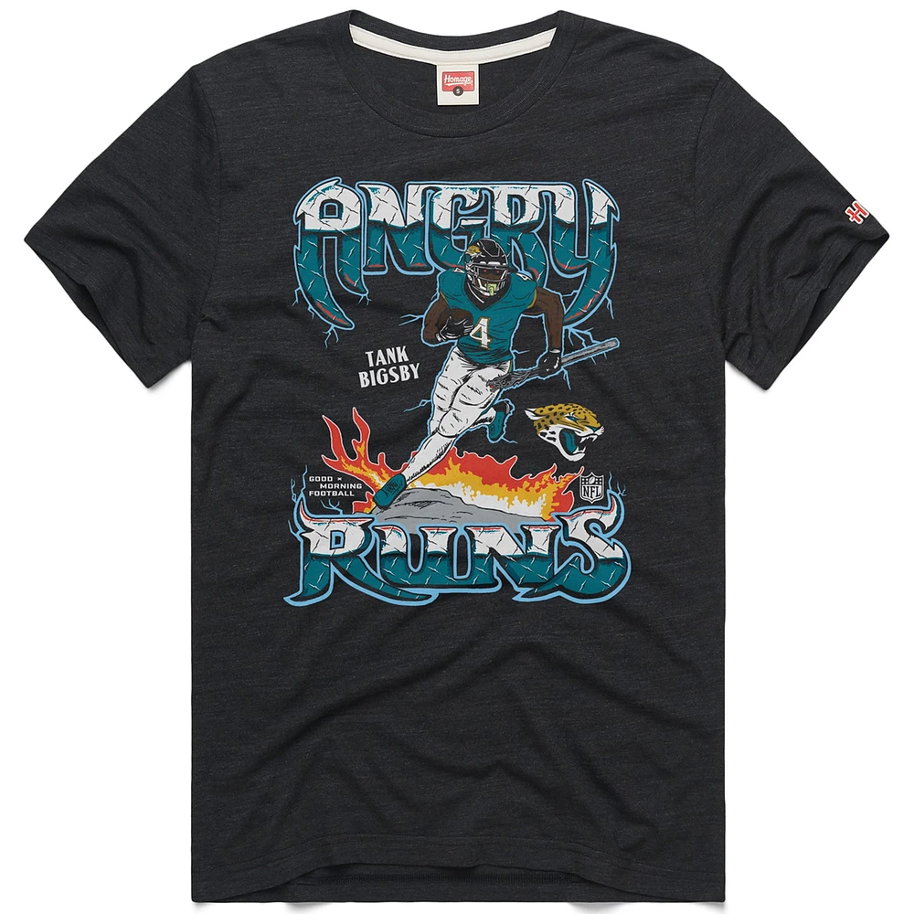 T-shirt à manches longues pour homme avec imprimé joueur Angry Runs des Jaguars de Jacksonville Bigsby Charcoal