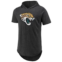 Men's Majestic Threads Black Jacksonville Jaguars Primary Logo Tri-Blend Hoodie T-Shirt