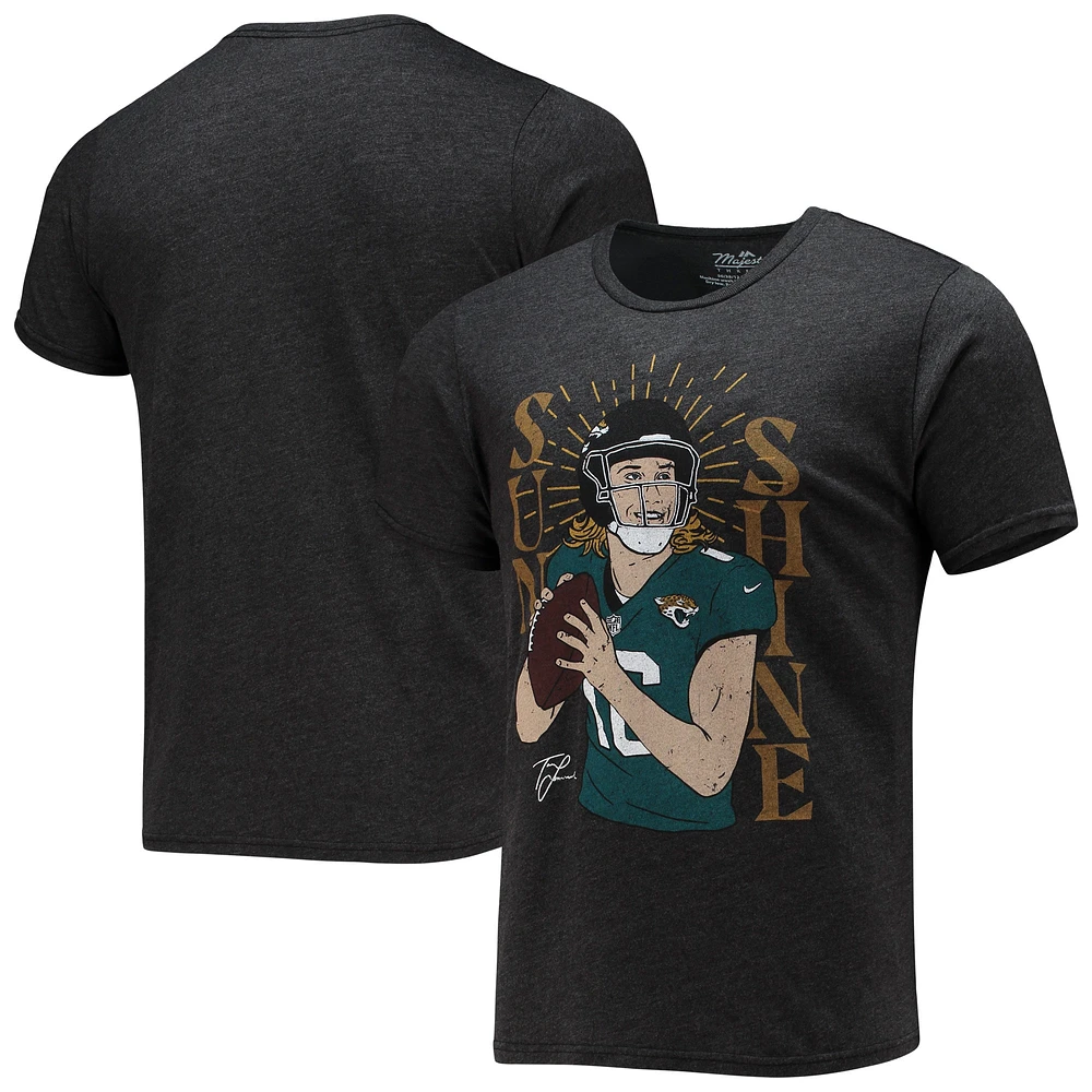 T-shirt graphique Majestic Threads Trevor Lawrence noir Jacksonville Jaguars Tri-Blend Player pour hommes