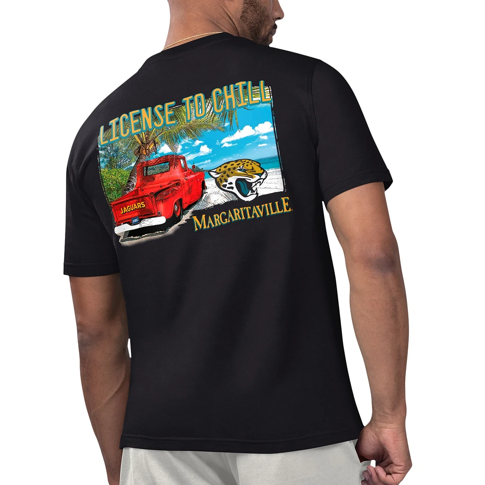 T-shirt Margaritaville Black Jacksonville Jaguars pour hommes sous licence se détendre