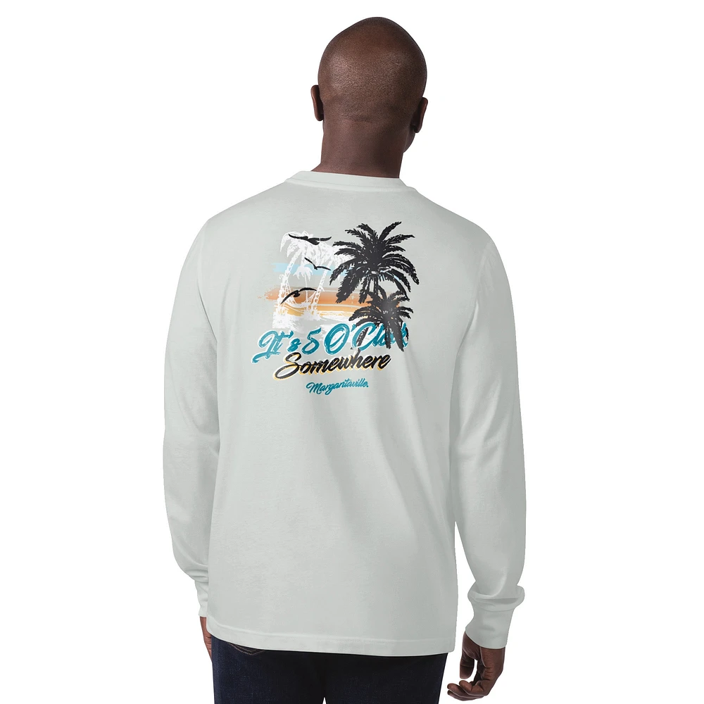 Men's Margaritaville Gray Jacksonville Jaguars It's Five O'Clock Somewhere Long Sleeve T-Shirt